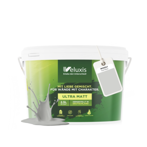 Veluxis® Wandfarbe Grau für den Innenraum - 2,5 Liter & Deckkraft-Klasse 1, Streifenfrei, tropfarm & Öko Farbe, VOC-frei - (Pure Pitaya)