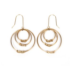 Brass Ribbon Triple Hoop Earrings