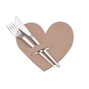 Bestecktaschen Herz, beige H.18 cm