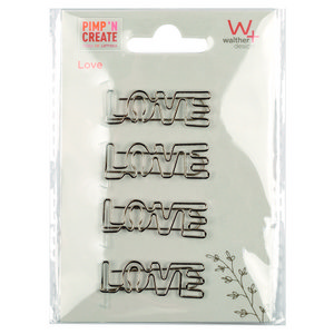 Metal deco clip, PIMP AND CREATE , Love, silver