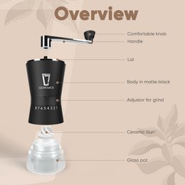 Manual Ceramic Coffee Grinder with 8 Adjustable Grinding Modes