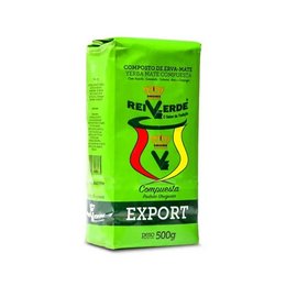 Green composite container of 500 grams of Yerba Mate Rei tea. Yerba Mate is a traditional South American caffeine-rich tea made from the leaves of the Ilex paraguariensis plant.