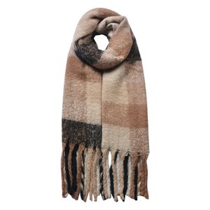 Winter scarf ladies 50x180 cm beige brown synthetic window Wintershawl