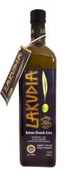 1 liter LAKUDIA extra virgin olive oil with oil dispenser. High quality extra virgin olive oil in a bottle with a dispenser for easy pouring.
