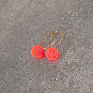 Ohrringe Creolen Lume Charms | Lächeln Neon Pink