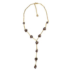 Y-förmige Halskette mit Emaille-Knoten