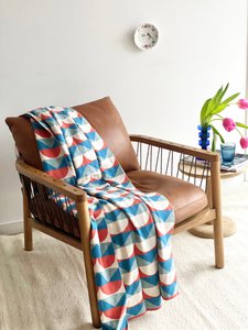 Toby deken blauw, zacht jacquard gebreide katoen