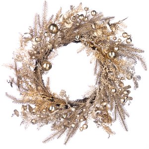 PINE/BERRY/XMAS BALL WREATH CHAMP 60CM