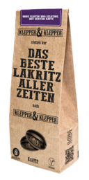  Das Beste Lakritz Aller Zeiten Kaffee, a premium licorice coffee product packaged in a brown paper bag with a bold graphic design.
