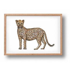 Animal poster leopard - A4 - nursery nursery - maternity gift - wall decoration - hand-painted by Mies with watercolor
