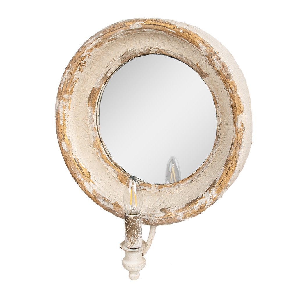 Spiegel 38x14x47 cm Beige Hout Wandspiegel
