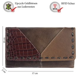 Cartera de mujer Sunsa. monedero de cuero. Cartera con protección RFID. Cartera sostenible hecha con retales de cuero. Cartera de mujer grande con muchos compartimentos para tarjetas de crédito: cartera/cartera para mujer, la mejor idea de regalo.
