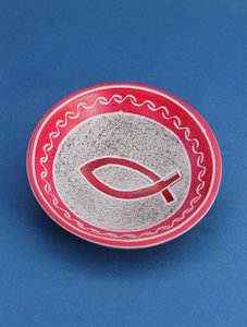 217 Schaal kleine vis rood - speksteen