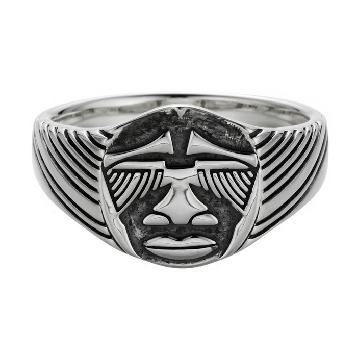 | Ring Silber Sterling Orderchamp Afrika 925/- oxidiert Online-Großhandel Maske