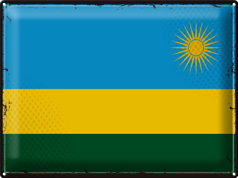 Tin Sign Flag Rwanda 40x30cm Retro Flag of Rwanda