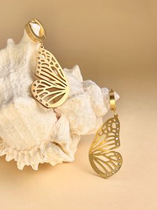 Handering earrings butterfly stainless golden stainless beened light