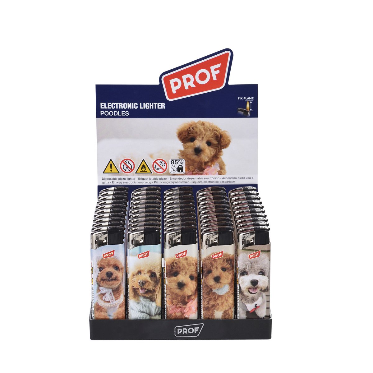 Briquet Électronique PROF Fix Flame Motif Caniches