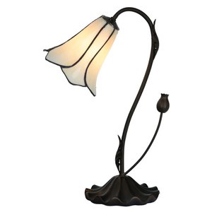 Tiffany Tafellamp Ø 17x43 cm Wit Glas Tiffany Bureaulamp