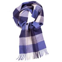 Alpaca wool blue checked scarf