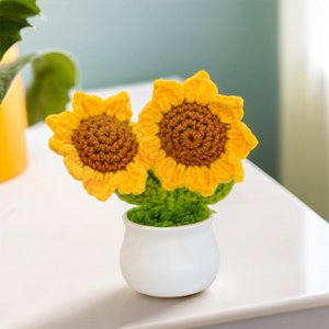 Garn-Blumendisplay – Tischdekoration – Premium-Garn – handgefertigte Handwerkskunst