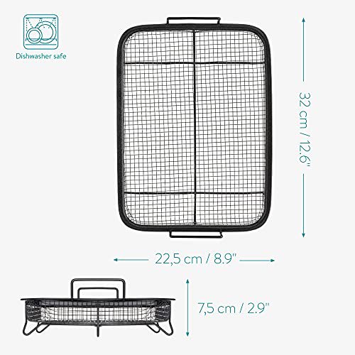 Navaris Air Fry Oven Tray - Grill Rack for Oil Free Frying - Roasting Chips Nuggets Meat Fish - Air Fryer Oven Basket for Vegetables - Non-Stick