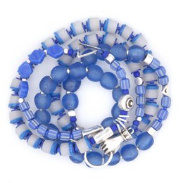 FREDONIA versatile long necklace with African blue crystal beads