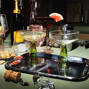 Coupe Claude, clear / green, set of 2