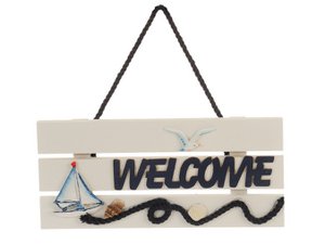 Houten bord "Welkom" 24x2x11