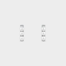  Silver statement earrings with pearls on a rail design.