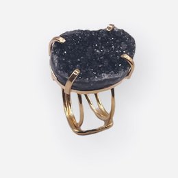 Ring Amarzão Black Druzy