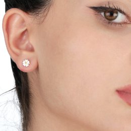 Mini-oorknopjes met boterbloem - 925 sterling zilver - OHR925-44