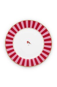 Plate Love Birds Stripes Red-Pink 21cm