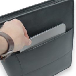 Læder skriveetui A4 - Konferencemappe - Dokumentmappe A4 - Tablet-sleeve & Laptop-sleeve - Aftageligt ringbind