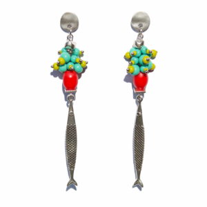 TAGANGA colorful statement earrings with fish pendants