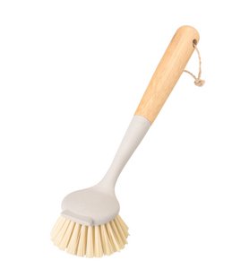 bamboo round dish brush light gray