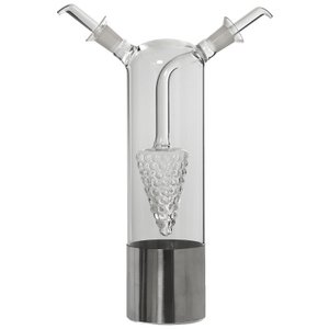 DUBBELE GLAZEN OLIECONTAINER 700/100 ML MET ROESTVRIJ STALEN VOET. _19,5X7X28CM LL10079