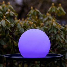  Spherical LED light ball, available in white/colored, diameter 25 cm, for outdoor use.