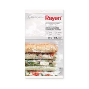 Rayen Gefrierbeutel | Lebensmittelecht | Mit Etiketten und Verschlüssen | 50 Stück | 10 Liter | 47 × 30 cm | Polyethylen | 30 × 45 cm