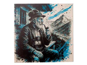 Canvas Bayer met pijp 40x40cm