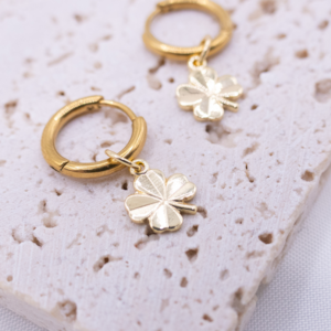 Ear rings Klee CreoLen Kleeblatt 18k Gilded - Light earrings Golden