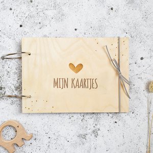 Houten bewaarbundel | Mijn kaartjes | Hartje | A5