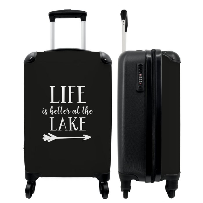NoBoringSuitcases.com® Koffer groot - Quotes - Life is better at the lake - Reizen - Zwart wit - Trolley koffer met TSA-slot - Met wielen - 90 liter - Reiskoffer - 66 cm Inkopen via de online groothandel | Orderchamp
