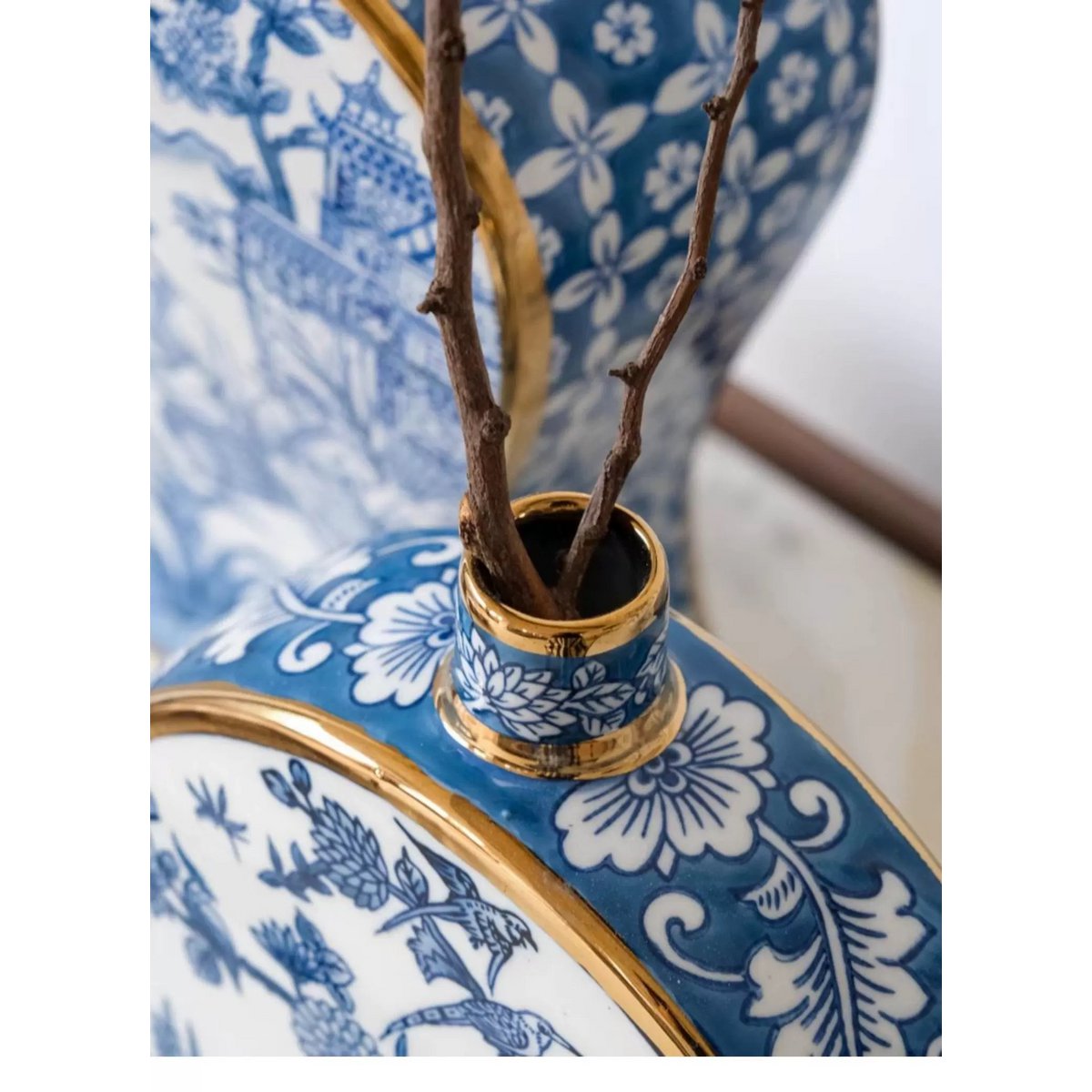 Chinese paraplubak keramiek Vaas Blauw Wit Vogels Handbeschilderd - Totale Showroom Leegverkoop Chinese paraplubak keramiek Vaas Blauw Wit Vogels Handbeschilderd - Totale Showroom Leegverkoop