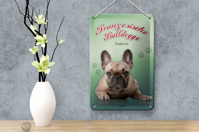 Tin Sign Dog 12x18cm French Bulldog Decoration
