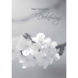  White flowers mourning condolence greeting cards with sympathy text, pack of 10 pieces