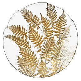 Set of 4 decorative glass bowls with gold fern leaf patterns, suitable for serving or displaying.