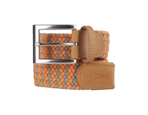 Brown orange elastic braided belt