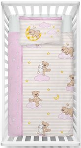 Biber Bettwäsche-Set 100x135cm Teddy in Rosa