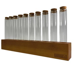 Schutzit - Kruidenrek Hout Ophangbaar - 10 Reageerbuisjes met Kurk - Kruidenrekje Hout - Glazen Potjes Reageerbuis