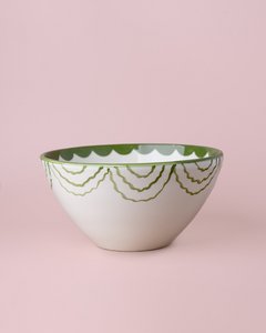 Keramik-Salatschüssel 21 cm – Grün und Beige – Wurzeln